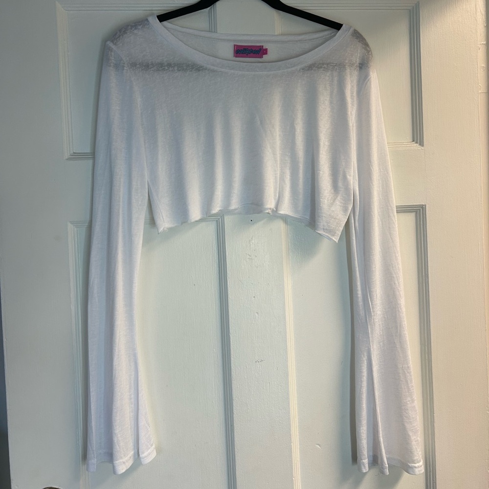 White Long Sleeve Crop Top